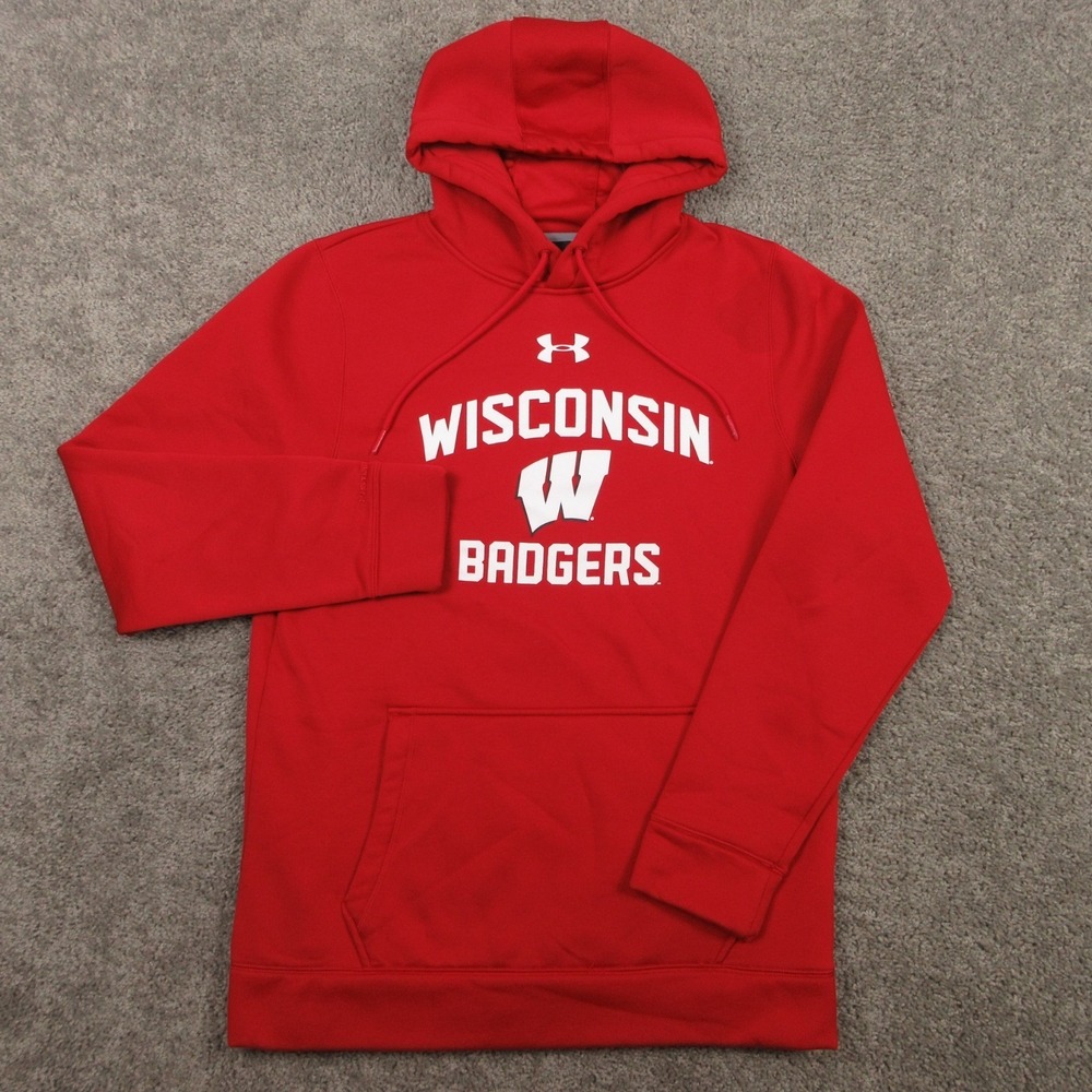 Wisconsin Badgers Sweater Mens Medium Red Hoodie Sweatshirt Under Armour Storm